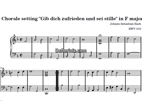 Bach BWV 510, PDF Piyano Nota | F, Fa Majör