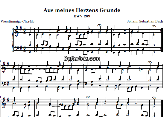 Bach BWV 269, PDF Piyano Nota | Chorale 1 