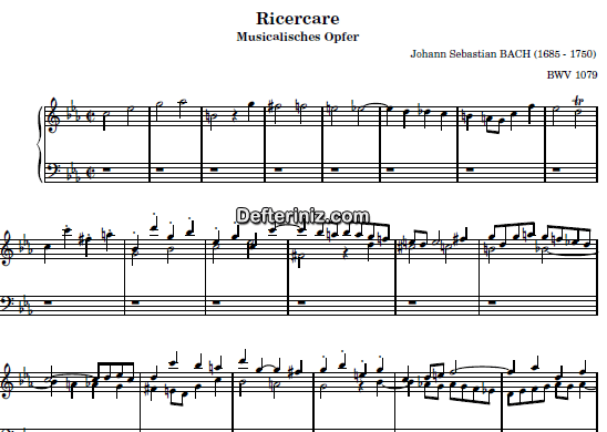 Bach BWV 1079, PDF Piyano Nota | Musicalisches Opfer, Ricercare, Cm, Do Minör