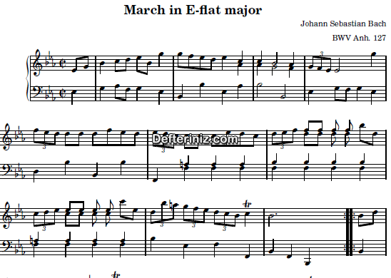 Bach BWV 127, PDF Piyano Nota | March, Eb, Mi Bemol Majör