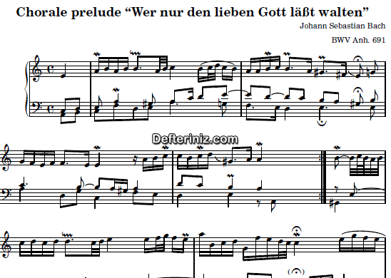 Bach BWV 691, PDF Piyano Nota | Chorale Prelude, Am, La Minör
