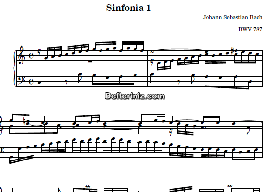 Bach BWV 787, PDF Piyano Nota | Sinfonia 1, C, Do Majör