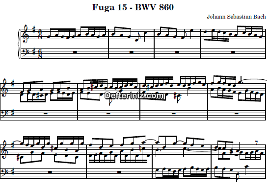 Bach BWV 860, PDF Piyano Nota | Fuga XV, G, Sol Majör