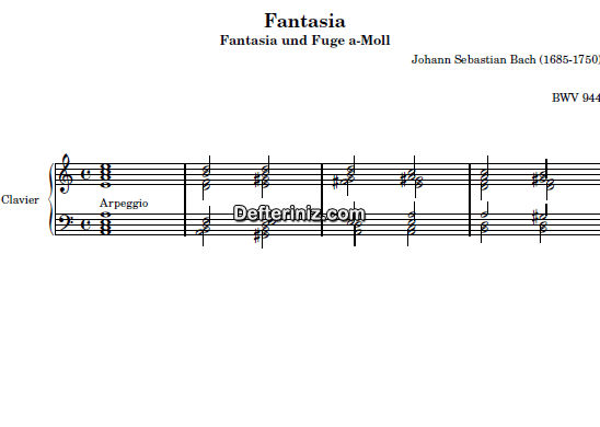 Bach BWV 944, PDF Piyano Nota | Fantasia, C, Do Majör