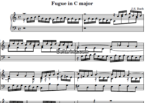 Bach BWV 952, PDF Piyano Nota | Fugue, C, Do Majör