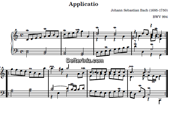 Bach BWV 994, PDF Piyano Nota | Applicatio, C, Do Majör