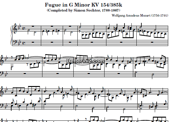 Mozart KV: 154-385k , PDF Piyano Nota | Fugue, Gm, Sol Minör