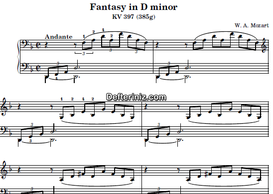 Mozart KV: 397 , PDF Piyano Nota | Fantasy, Dm, Re Minör