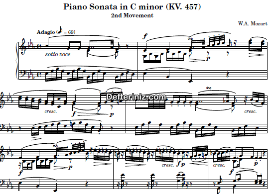 Mozart KV: 457 , PDF Piyano Nota | Piano Sonata (2nd Movement), Cm, Do Minör