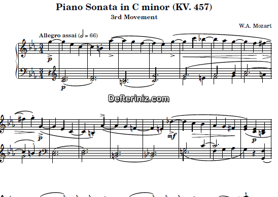 Mozart KV: 457 , PDF Piyano Nota | Piano Sonata (3rd Movement), Cm, Do Minör