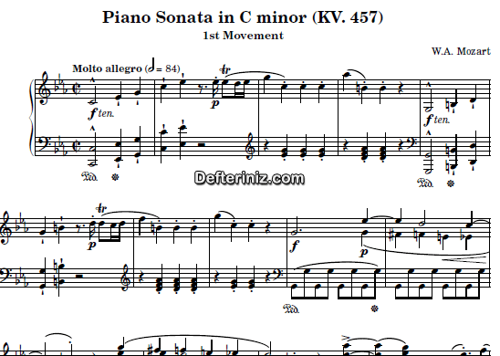 Mozart KV: 457 , PDF Piyano Nota | Piano Sonata (1st Movement), Cm, Do Minör