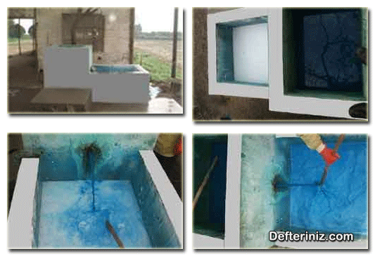 Bordo bulamacı hazırlamada kullanılan beton havuzlar.