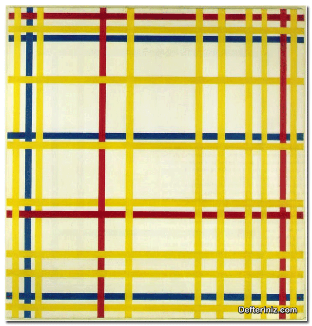 Soyut resim sanatından bir örnek. Piet Mondrian New York I (Boogie-woogie) (1942-1943).