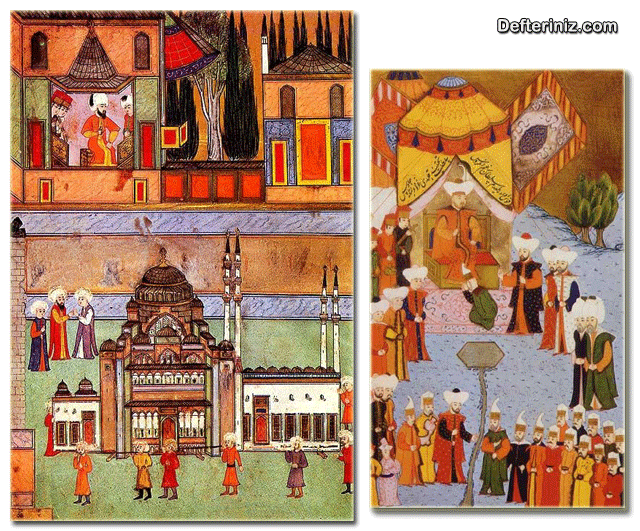 Osmanlı minyatür sanatından iki örnek.