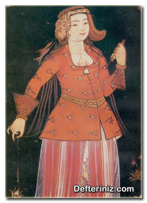 Batılılaşma dönemi Türk resim sanatına bir örnek daha. ‘Genç Kadın’ LEVNî, 1710-1720 yılları arası, kağıt üzerine sulu boya Topkapı Sarayı Müzesi Kitaplığı H.2164.