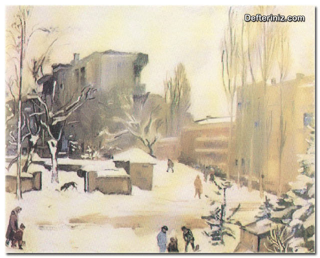 Şefik Bursalı, Ankara’da Kış, tuval/yağlı boya, 49x59 cm.