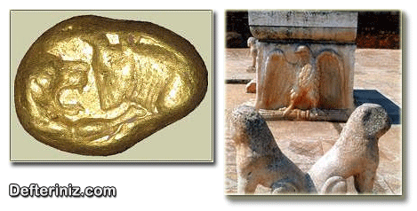 Lidya dönemi sanatından bir örnek. Lidya altın para ve Sardes.