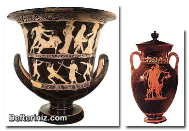 Yunan sanatından iki örnek. Yunan vazoları.