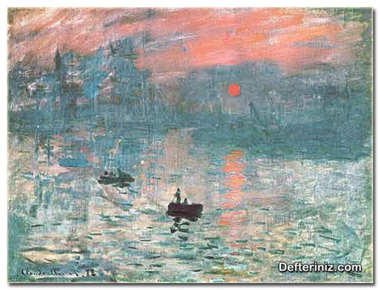 İzlenimcilik (empresyonizm) sanat akımından bir örnek. İzlenim doğan güneş (C.Monet).