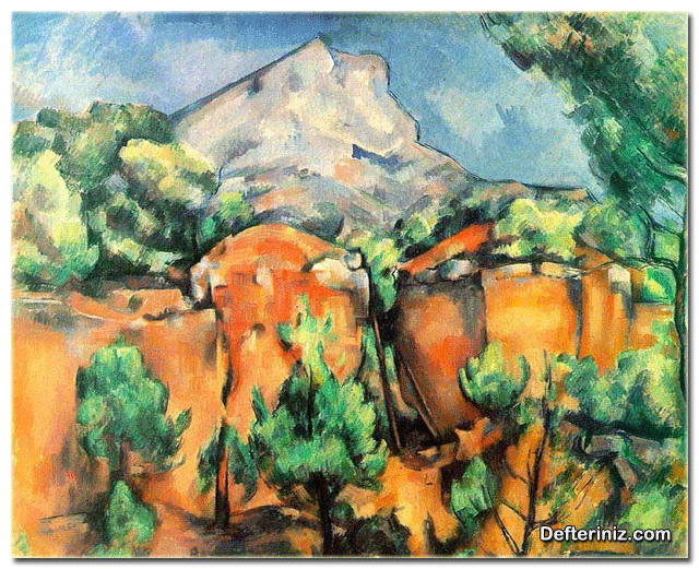 İzlenimcilik (empresyonizm) sanat akımından bir örnek daha. S.Viktori dağı ( P.Cezanne ).