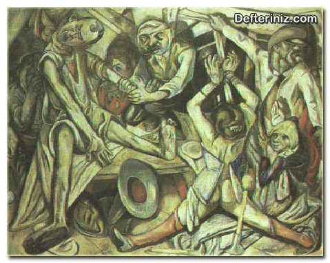 Dışavurumculuk (ekspresyonizm) sanat akımından bir örnek. Gece (Max Bekmann) (1918-1919).