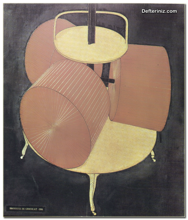 Dada - dadacılık (dadaizm) sanatından bir örnek daha. Marcel Duchamp Çikolata Değirmeni (1914) t.ü.y.b 65x54 cm.