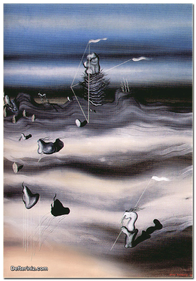Gerçeküstücülük (sürrealizm) sanatından bir örnek daha. Yves Tanguy Adsız 1927 t.ü.y.b 115x81 cm.