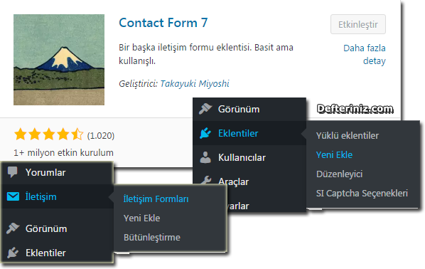 Contact Form 7 Eklentisi.