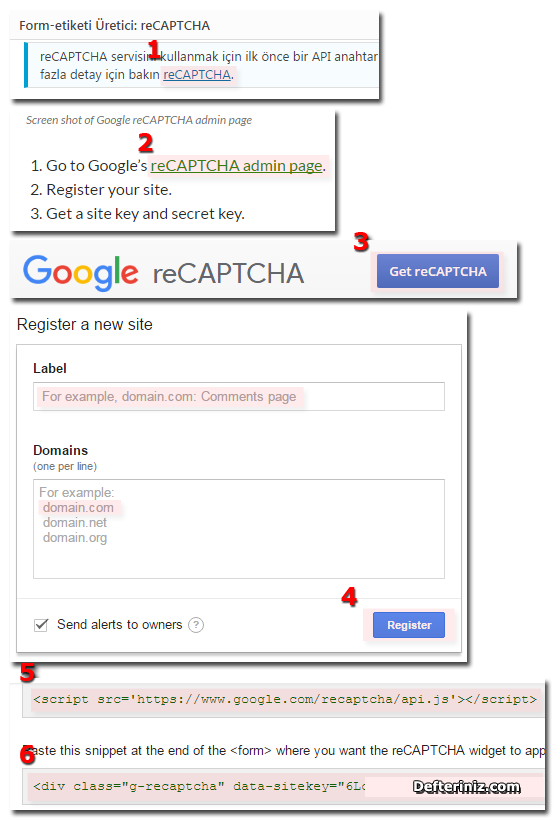 reCAPTCHA İşlemleri.