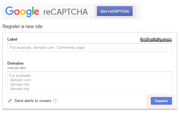 Google Captcha (reCAPTCHA) Eklentisi İçin Kayıt - 2.