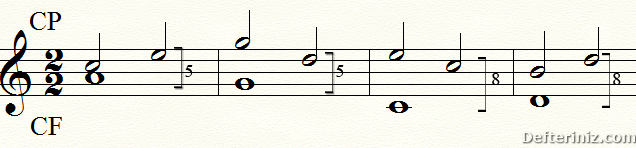 Armoni notası olarak kullanılan 2. ikiliklerde paralel 5'linin ve 8'linin doğru kullanımı.