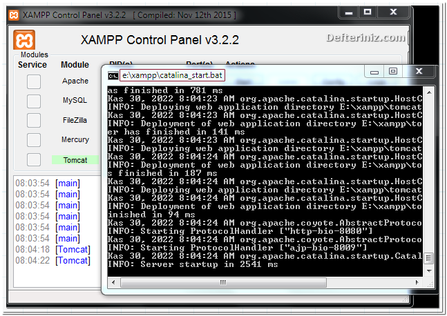 Xampp tomcat catalina_start.bat dosyası - 6